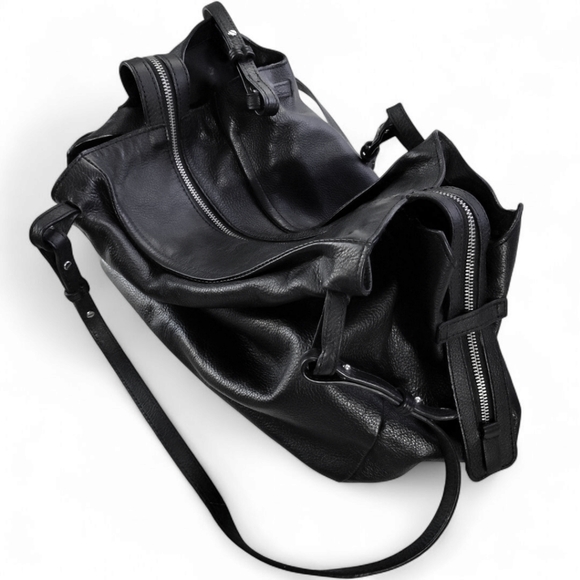 Zara Tote Bag- Leather Black- Womens Shoulder Bag - Picture 7 of 14